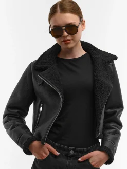 GATE Kurtka skórzana z podszewką ze sztucznego futra| Kurtki I Płaszcze·Kurtki Przejściowe