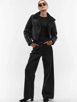 GATE Kurtka skórzana z podszewką ze sztucznego futra| Kurtki I Płaszcze·Kurtki Przejściowe