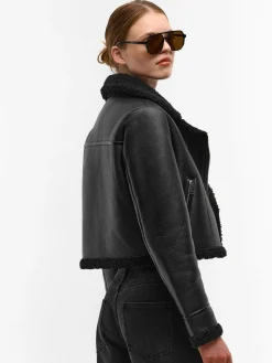 GATE Kurtka skórzana z podszewką ze sztucznego futra| Kurtki I Płaszcze·Kurtki Przejściowe