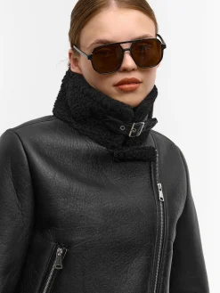 GATE Kurtka skórzana z podszewką ze sztucznego futra| Kurtki I Płaszcze·Kurtki Przejściowe