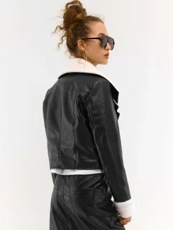 GATE Kurtka ze skóry ekologicznej ze sztucznym futerkiem| Kurtki I Płaszcze·Kurtki Przejściowe