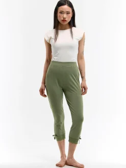 GATE Legginsy 3/4 bawełniane z koronką| Spodnie·Legginsy