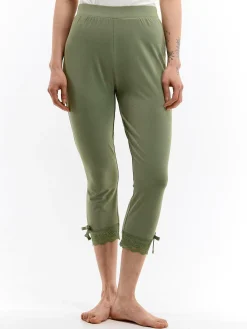 GATE Legginsy 3/4 bawełniane z koronką| Spodnie·Legginsy