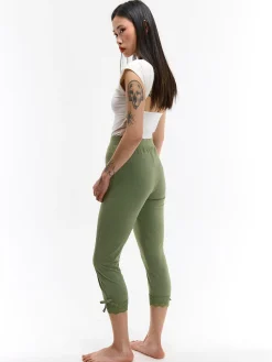 GATE Legginsy 3/4 bawełniane z koronką| Spodnie·Legginsy