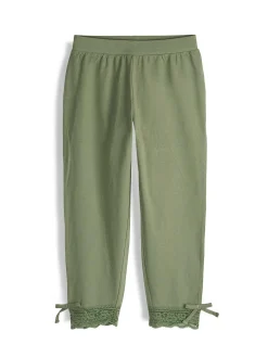 GATE Legginsy 3/4 bawełniane z koronką| Spodnie·Legginsy