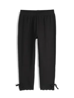 GATE Legginsy 3/4 bawełniane z koronką| Spodnie·Legginsy