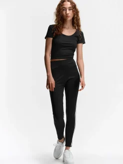 GATE Legginsy sportowe z paskiem po boku| Spodnie·Legginsy