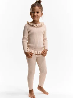 GATE Legginsy w prążki z falbanką|Dzieci Dziewczynki·Spodnie I Legginsy