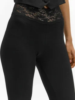 GATE Legginsy z koronkową talią| Spodnie·Legginsy