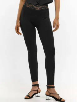 GATE Legginsy z koronkową talią| Spodnie·Legginsy