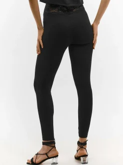 GATE Legginsy z koronkową talią| Spodnie·Legginsy