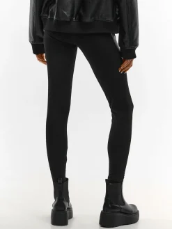 GATE Legginsy ze skórzanymi panelami| Spodnie·Legginsy