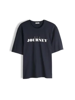 GATE Luźna bawełniana koszulka z nadrukiem| Koszulki I Topy·Koszulki|Koszulki I Topy·Koszulki Z Nadrukiem