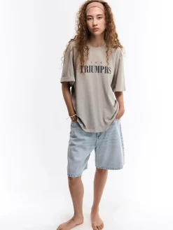 GATE Luźna bawełniana koszulka z nadrukiem| Koszulki I Topy·Koszulki|Koszulki I Topy·Koszulki Z Nadrukiem