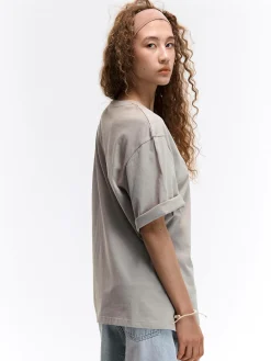 GATE Luźna bawełniana koszulka z nadrukiem| Koszulki I Topy·Koszulki|Koszulki I Topy·Koszulki Z Nadrukiem