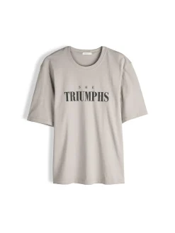 GATE Luźna bawełniana koszulka z nadrukiem| Koszulki I Topy·Koszulki|Koszulki I Topy·Koszulki Z Nadrukiem