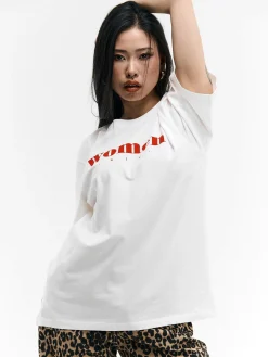 GATE Luźna bawełniana koszulka z nadrukiem| Koszulki I Topy·Koszulki|Koszulki I Topy·Koszulki Z Nadrukiem