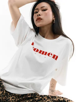 GATE Luźna bawełniana koszulka z nadrukiem| Koszulki I Topy·Koszulki|Koszulki I Topy·Koszulki Z Nadrukiem