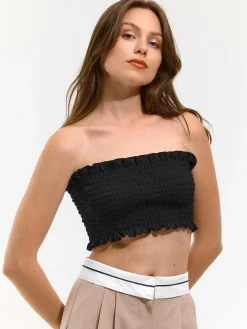 GATE Marszczony top bez ramiączek| Koszulki I Topy·Topy|Koszulki I Topy·Crop Top ☀️