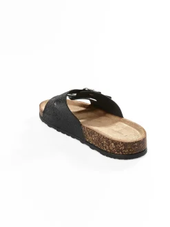 GATE Metaliczne klapki z podwójną klamrą| Buty