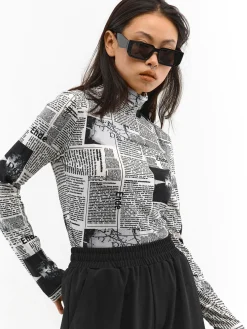 GATE Miękki golf z nadrukiem| Koszulki I Topy·Topy|Koszulki I Topy·Golfy