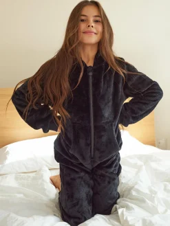 GATE Miękki kudłaty kombinezon z kapturem|Dzieci Dziewczynki·Ostatnie Sztuki Ubrania Dla Dziewczynek|Dziewczynki·Spodnie I Legginsy