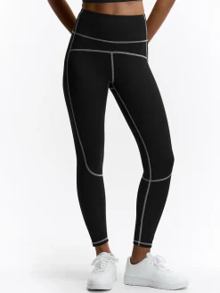 GATE Miękkie legginsy sportowe z kontrastowymi szwami| Spodnie·Legginsy