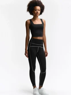 GATE Miękkie legginsy sportowe z kontrastowymi szwami| Spodnie·Legginsy