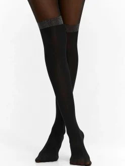 GATE Nylonowe rajstopy z efektem podkolanówek i metalicznym włóknem 60 DEN| Bielizna·Rajstopy|Akcesoria·Pończochy