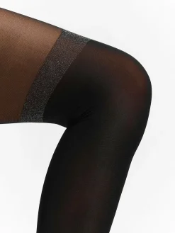 GATE Nylonowe rajstopy z efektem podkolanówek i metalicznym włóknem 60 DEN| Bielizna·Rajstopy|Akcesoria·Pończochy