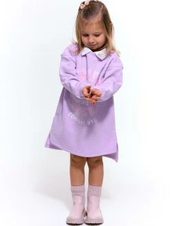 GATE Oversize'owa sukienka dresowa z uniwersyteckim nadrukiem i kołnierzykiem|Dzieci Dziewczynki·Sukienki