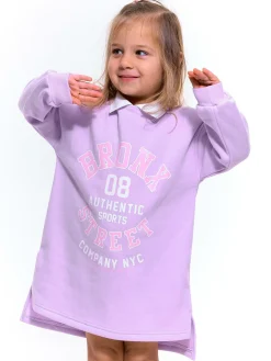 GATE Oversize'owa sukienka dresowa z uniwersyteckim nadrukiem i kołnierzykiem|Dzieci Dziewczynki·Sukienki