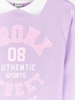 GATE Oversize'owa sukienka dresowa z uniwersyteckim nadrukiem i kołnierzykiem|Dzieci Dziewczynki·Sukienki