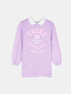 GATE Oversize'owa sukienka dresowa z uniwersyteckim nadrukiem i kołnierzykiem|Dzieci Dziewczynki·Sukienki