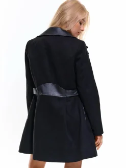 GATE Płaszcz damski z elementami ze sztucznej skóry na suwaku| Kurtki I Płaszcze·Płaszcze