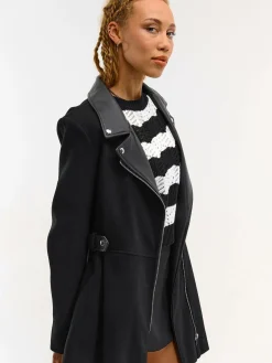 GATE Płaszcz z detalami ze sztucznej skóry| Kurtki I Płaszcze·Płaszcze