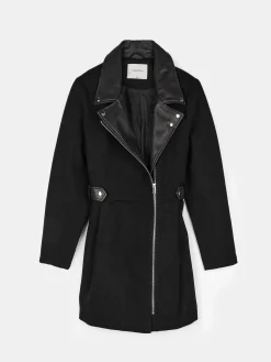 GATE Płaszcz z detalami ze sztucznej skóry| Kurtki I Płaszcze·Płaszcze