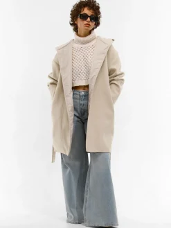 GATE Płaszcz z paskiem i kapturem| Kurtki I Płaszcze·Płaszcze