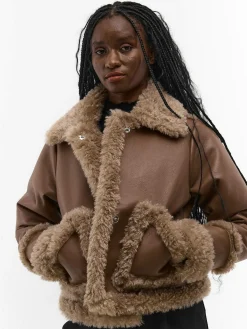 GATE Płaszcz ze sztucznej skóry z pluszową podszewką| Kurtki I Płaszcze·Płaszcze