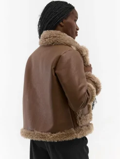 GATE Płaszcz ze sztucznej skóry z pluszową podszewką| Kurtki I Płaszcze·Płaszcze