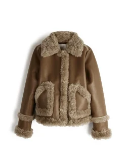 GATE Płaszcz ze sztucznej skóry z pluszową podszewką| Kurtki I Płaszcze·Płaszcze