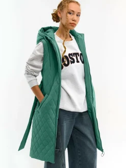 GATE Pikowana kamizelka z paskiem i kapturem| Kurtki I Płaszcze·Kamizelki|Kurtki I Płaszcze·Pikowana Kurtka