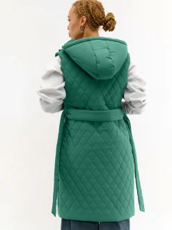 GATE Pikowana kamizelka z paskiem i kapturem| Kurtki I Płaszcze·Kamizelki|Kurtki I Płaszcze·Pikowana Kurtka