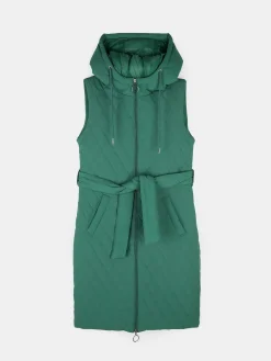 GATE Pikowana kamizelka z paskiem i kapturem| Kurtki I Płaszcze·Kamizelki|Kurtki I Płaszcze·Pikowana Kurtka