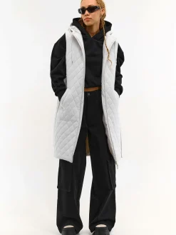 GATE Pikowana kamizelka z paskiem i kapturem| Kurtki I Płaszcze·Kamizelki|Kurtki I Płaszcze·Pikowana Kurtka