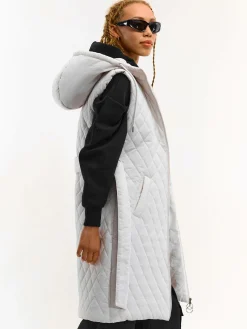 GATE Pikowana kamizelka z paskiem i kapturem| Kurtki I Płaszcze·Kamizelki|Kurtki I Płaszcze·Pikowana Kurtka