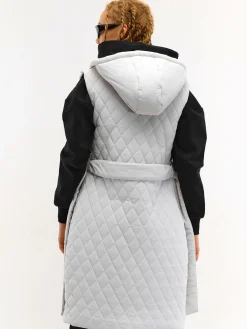 GATE Pikowana kamizelka z paskiem i kapturem| Kurtki I Płaszcze·Kamizelki|Kurtki I Płaszcze·Pikowana Kurtka