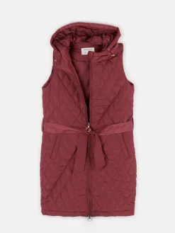 GATE Pikowana wydłużona kamizelka z kapturem i paskiem dla dziewczynki|Dzieci Dziewczynki·Kurtki I Płaszcze