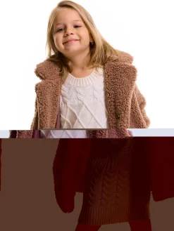 GATE Pluszowy płaszcz ze sztucznego futra zapinany na guziki|Dzieci Dziewczynki·Kurtki I Płaszcze