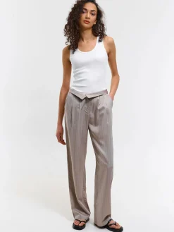 GATE Podstawowy prążkowany podkoszulek z ozdobną nicią| Koszulki I Topy·Podkoszulki ☀️